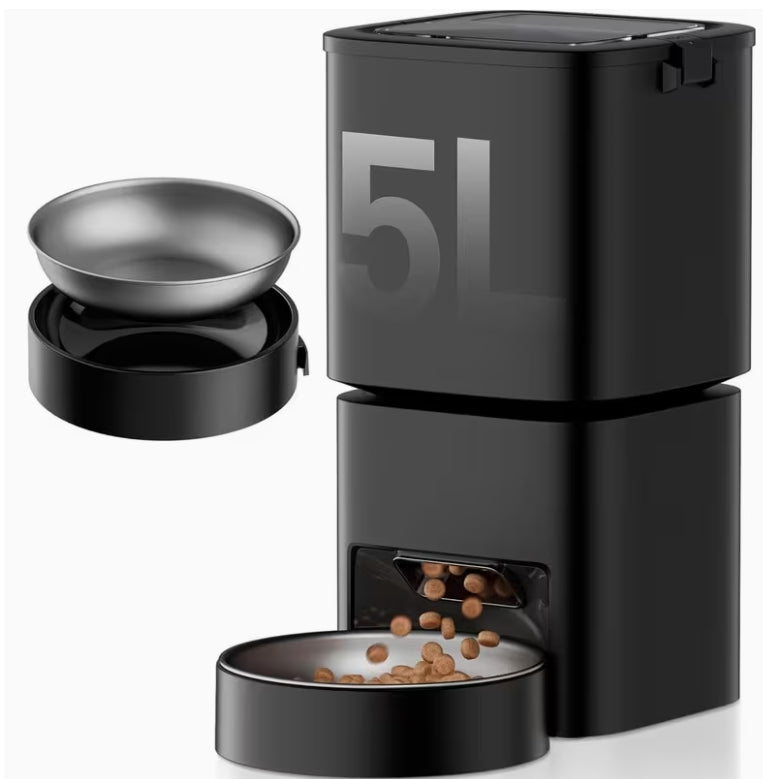 Automatic Dog or Cat Feeder, 5L/21 Cup Timed Automatic Pet Feeder, Dual Power Auto Dog Feeders, Pet Dry Food Dispenser for Cats & Small Dogs, 1-10 Meal Programmable 1-15 Portion Control Cat Feeder(Not WiFi)