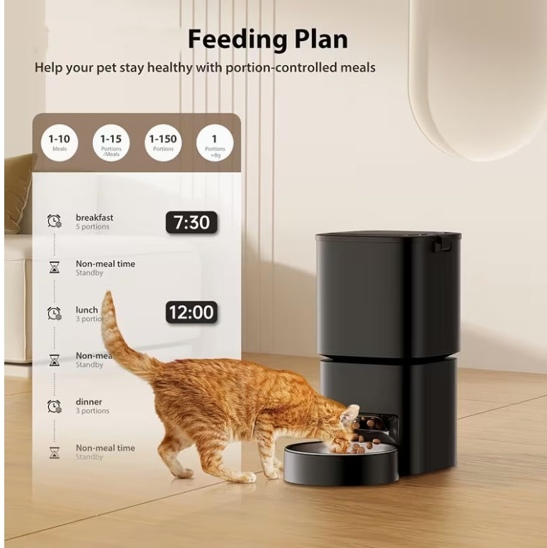 Automatic Dog or Cat Feeder, 5L/21 Cup Timed Automatic Pet Feeder, Dual Power Auto Dog Feeders, Pet Dry Food Dispenser for Cats & Small Dogs, 1-10 Meal Programmable 1-15 Portion Control Cat Feeder(Not WiFi)
