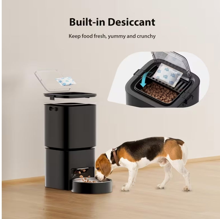 Automatic Dog or Cat Feeder, 5L/21 Cup Timed Automatic Pet Feeder, Dual Power Auto Dog Feeders, Pet Dry Food Dispenser for Cats & Small Dogs, 1-10 Meal Programmable 1-15 Portion Control Cat Feeder(Not WiFi)
